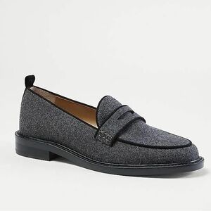 Ann Taylor Flannel Penny Loafers | Size 6.5 | Gray Heathered Onyx Preppy Classic